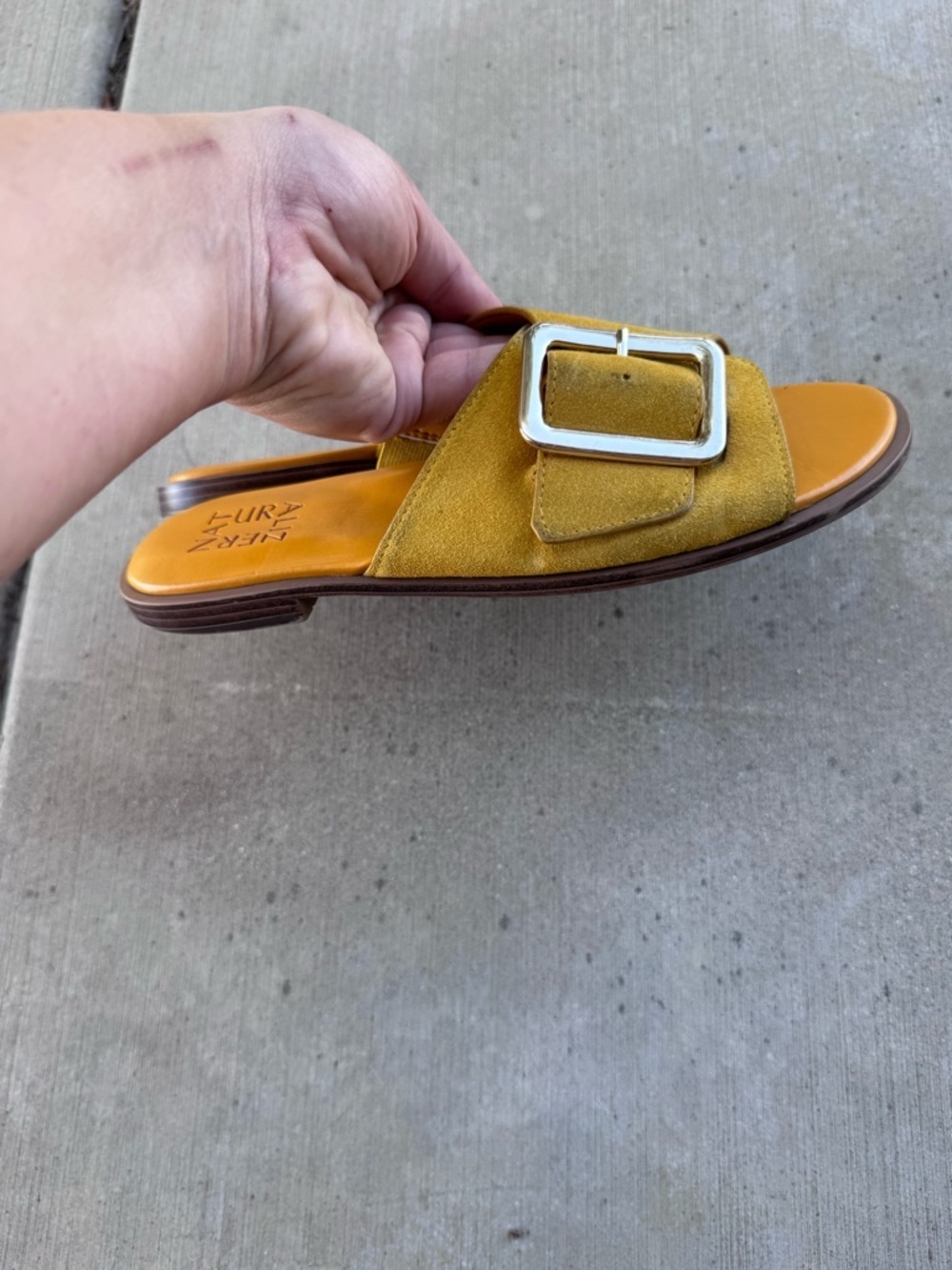 Naturalizer Women's Forrest Golden Rod Suede Leather Slide Sandals Size 6.5/36.5 - Picture 2 of 5